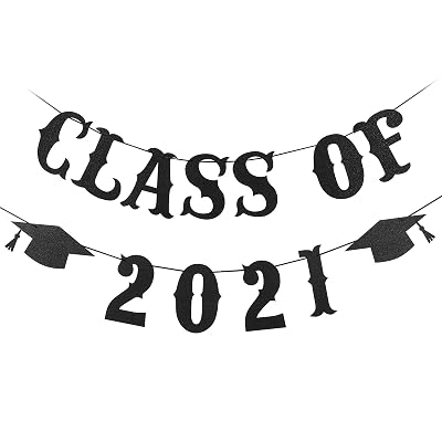 Buy Class Of 2021 Banner Black Glitter- Graduation Decorations 2021 ...