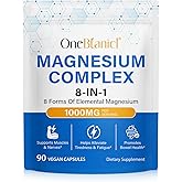 Magnesium Complex Supplement 1000mg with Magnesium Glycinate, Citrate & Malate, Supports Muscle Relaxation, Sleep & Energy, Non-GMO, Gluten Free, Vegan 90 Capsules