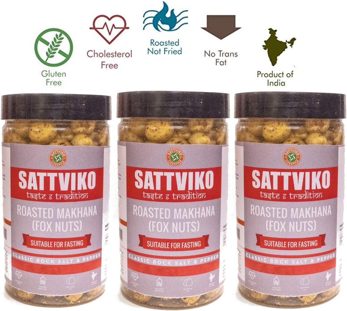 Sattviko Peri Peri Makhane, 21g (Pack of 3)