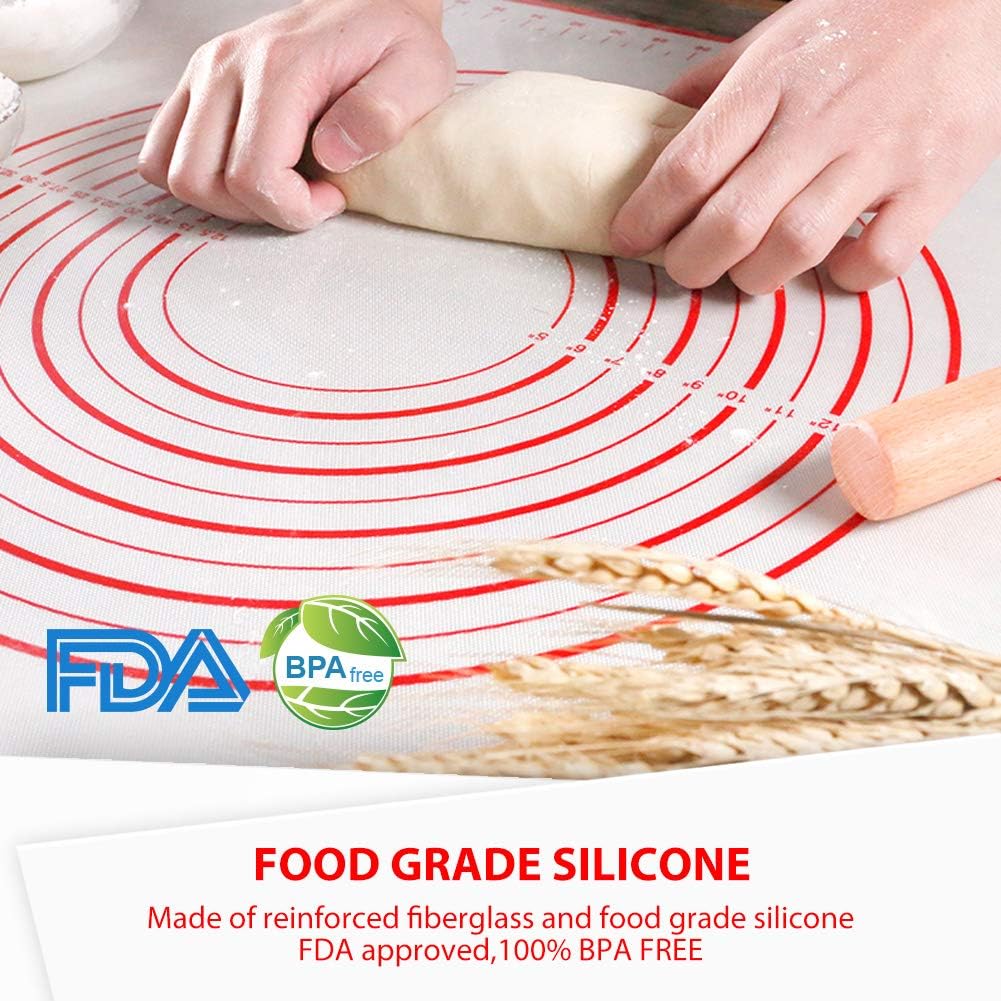 Non Slip Silicone Pastry Mat, Large Nonstick Baking Mat for Rolling