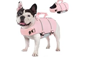 AOFITEE Small Dog Life Jacket, High Buoyancy Dog Life Vest for Swimming, XS Puppy Swimming Vest, Reflective Dogs Swimsuit with Back Zip and Rescue Handle, Pet Lifesaver for Small Medium Large Dogs