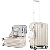Hanke 20 Inch Expandable Carry On Luggage Airline Approved Top Opening Hard Shell Suitcases with Wheels Lightweight Travel Luggage Carry On Suitcase for Woman Men-Ivory White