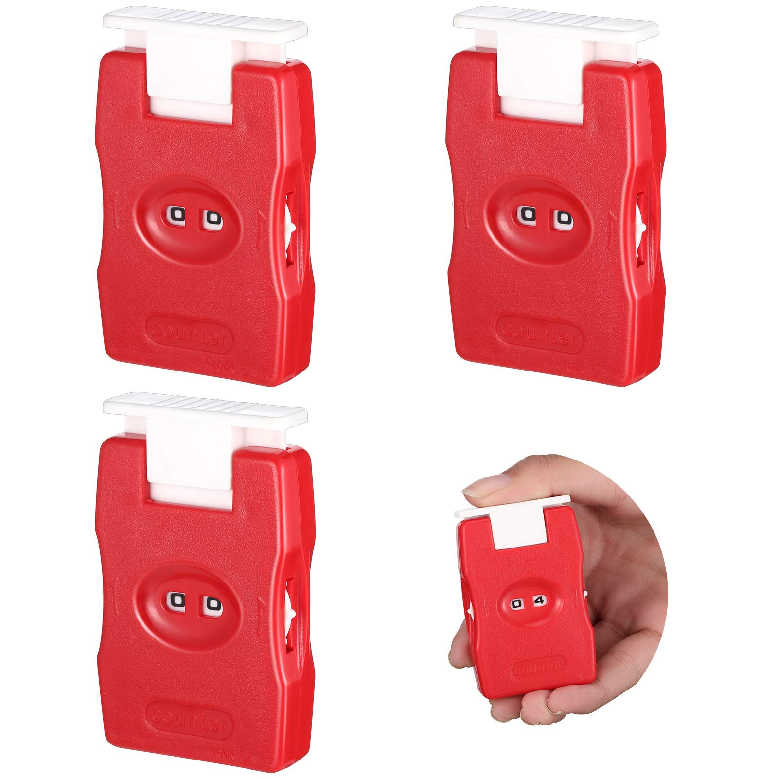 Photo 1 of 3 Pieces Knitting Counter Stitch Needle Marking Tool Mini Crochet Stitch Knitting Stitch Plastic Knit Stitch Counter, Red