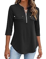 Halife 3/4 Sleeve Tops for Women Lightweight V Neck