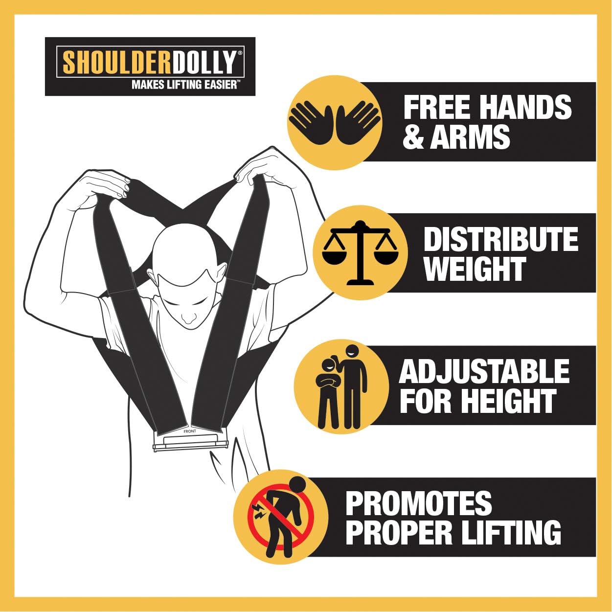 Shoulder Dolly Moving Straps - Lifting Strap for 2 Movers - Move, Lift, Carry, And Secure Furniture, Appliances, Heavy, Bulky Objects Safely, Efficiently, More Easily Like The Pros - Essential Moving Supplies - LD1000: Home Improvement