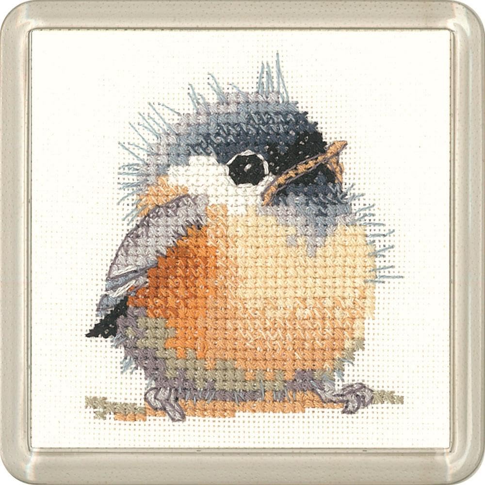 Heritage CFCD1190-A Counted Cross Stitch Kit Aida Tit (A), Coaster Size 7.5x7.5cm