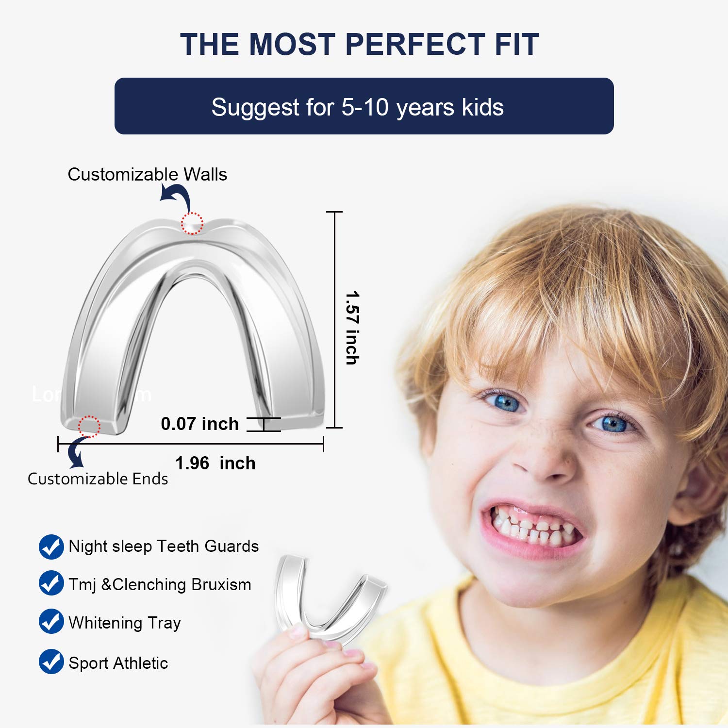 Moldable Small Size Night Mouthguard for Kids, Set of 4 BPA Free Moldable Mouth Guard for