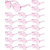 Frienda 20 Pairs Heart Shaped Sunglasses Rimless Candy Color Glasses for Women Men Party Favor