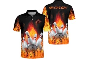 BOZENTIM Bowling Polo Shirts 3D for Men & Women, Bowling Jersey Shirt, Team Bowling Shirts Short Sleeve Polo Gift