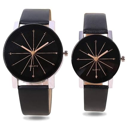 Analog Black Dial Mens and Womens Couple Watch
