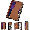 tizmuo Wallet for Men, Slim Wallet for Men with Money Clip, Pop Up Card Case, RFID Blocking Bifold Wallets, Minimalist Leather Slots Credit Card Holder (Brown)