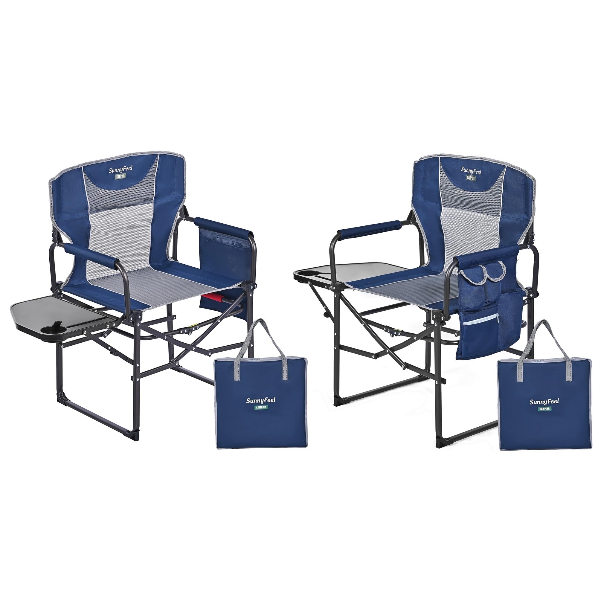 SUNNYFEEL Oversized Camping Directors Chair 2 Pack, Portable Folding Lawn Chairs for Adults Heavy Duty with Side Table,Pocket for Beach, Fishing,Picnic,Concert Outdoor, Foldable Camp Chairs Image