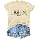 Halloween Shirt for Women Just a Spooky Goose Graphic T-Shirt | Halloween Goose Shirts Funny Spooky Season Short Sleeve Casual Tee Tops