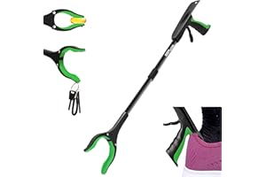 32 inch GrabRunner Folding Reacher Grabber Tool with Strong Magnetic and Swivel Head &Shoehorn (Green)