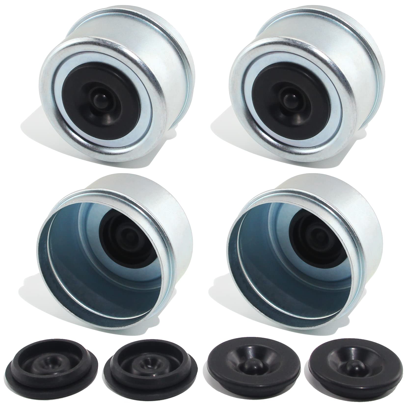 Photo 1 of GREPSPUD 4pcs 2.44'' Trailer Hub Dust Caps, Trailer Spindle Axle Bearing Dust Cap Cup Grease Cover Caps & Extra Rubber Plugs for 5200 to 6000 lbs Boat Trailer Dexter EZ Lube Trailer Camper RV Axles