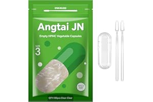 Angtai JN Empty Vegan Capsules Size 3 (100 Count) Clear Empty Capsules for Filling, DIY Small Empty Pill Capusles 3 Compatibl