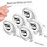 Goknu P12 Label Tape Compatible with DYMO LetraTag Label Maker Refill 200B LT 100H 100T Plus Labeler Compatible with Phomemo P12 LT12 F12 Label Makers 12mm x 4m (1/2" x 13') 5 Pack Black on White