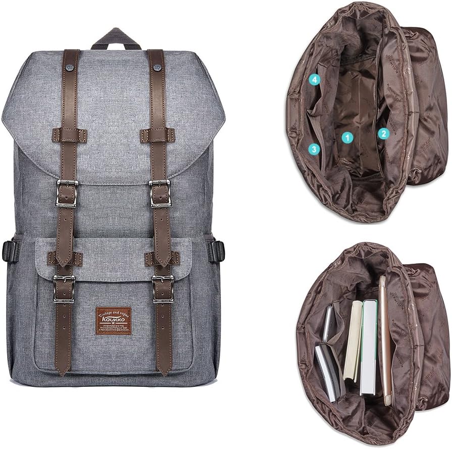 KAUKKO Rucksack Studenten Backpack 17 Zoll für 15" Notebook Lässiger Daypacks Schüler Bag Wandern Casual Daypack, 47 cm - Image 5