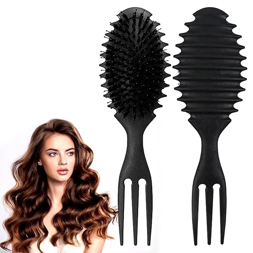 SENLINLIN Curl Defining Brush, Curly Hair Brush Styling Brush for Detangling, Combing, Shaping and Defining Curls, Bristle Hair Brush Styling Brush for Women Men, Reduce Pulling and Curl Separation