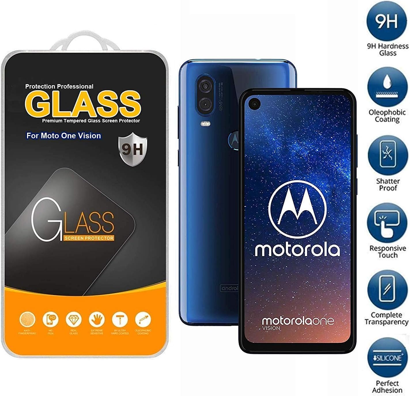 Tempered Glass Screen Protector Compatible With Motorola One Vision