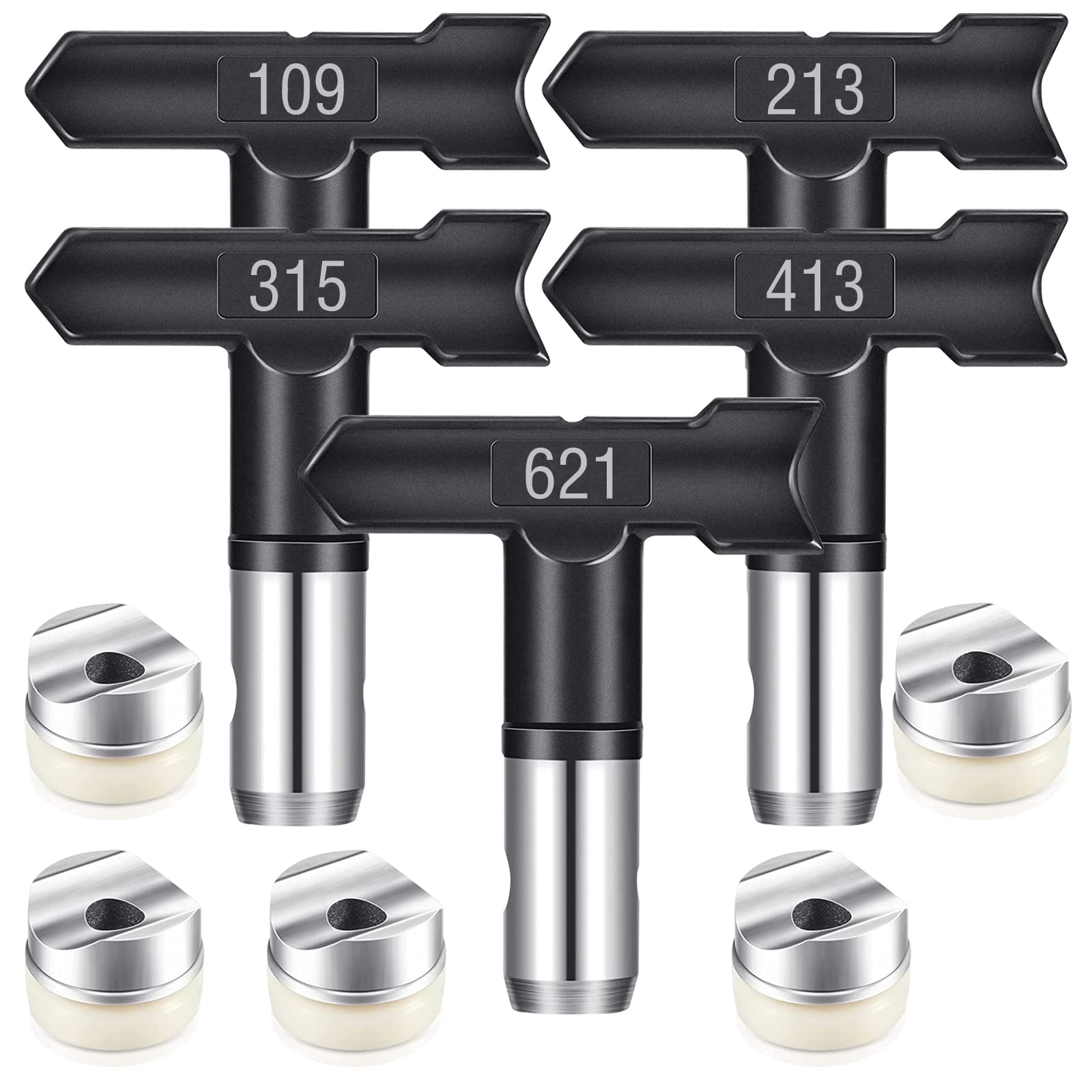 Photo 1 of Spray Nozzle Spray tip Reversible Spray Tips Airless Paint Sprayer Nozzle Tips Airless Paint Spray Machine Parts for Homes Buildings Garden Decks Fences (5 Pieces - 109, 213, 315, 413, 621)