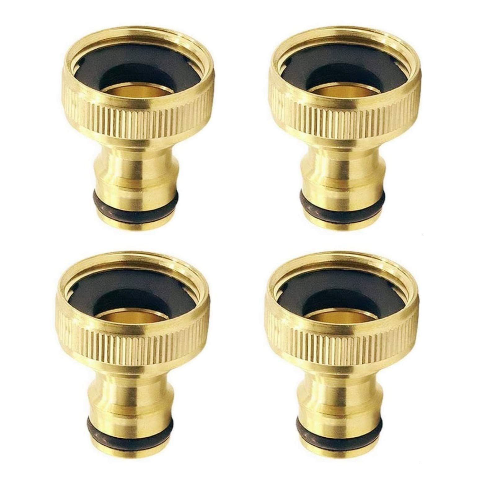 JZK 4 PCS 3/4 inch 3/4" tap Connector Brass Fittings for Hoses, Garden Hose Connector Attachment for Outside tap, Garden tap Fittings for Hose Pipe