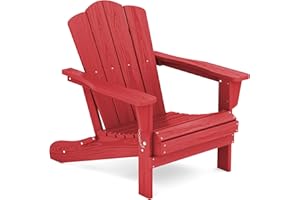 KINGYES Folding Adirondack Chair, HDPE All-Weather Folding Adirondack Chair, Light Red