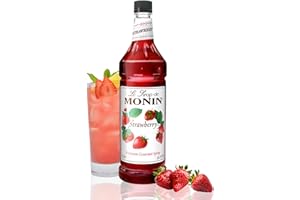 Monin - Strawberry Syrup, Mild and Sweet, Great for Cocktails and Teas, Gluten-Free, Non-GMO (1 Liter)