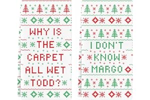 CHEROLOVEN National Lampoon's Christmas Vacation Gift, 2 Pack Funny Christmas Kitchen Towels, Griswold Family Cousin Eddie Christmas Vacation Merchandise - Why is The Carpet All Wet? I Don't Know Margo