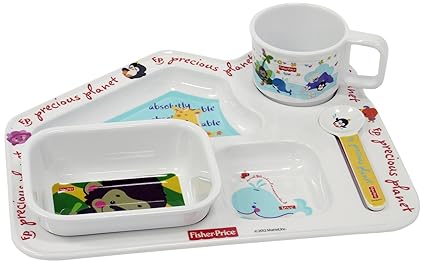 Eternia Fisher Price Precious Planet House Shaped Kids Dinner Gift Set, 4-Pieces, Multicolour