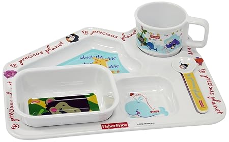 Eternia Fisher Price Precious Planet House Shaped Kids Dinner Gift Set, 4-Pieces, Multicolour