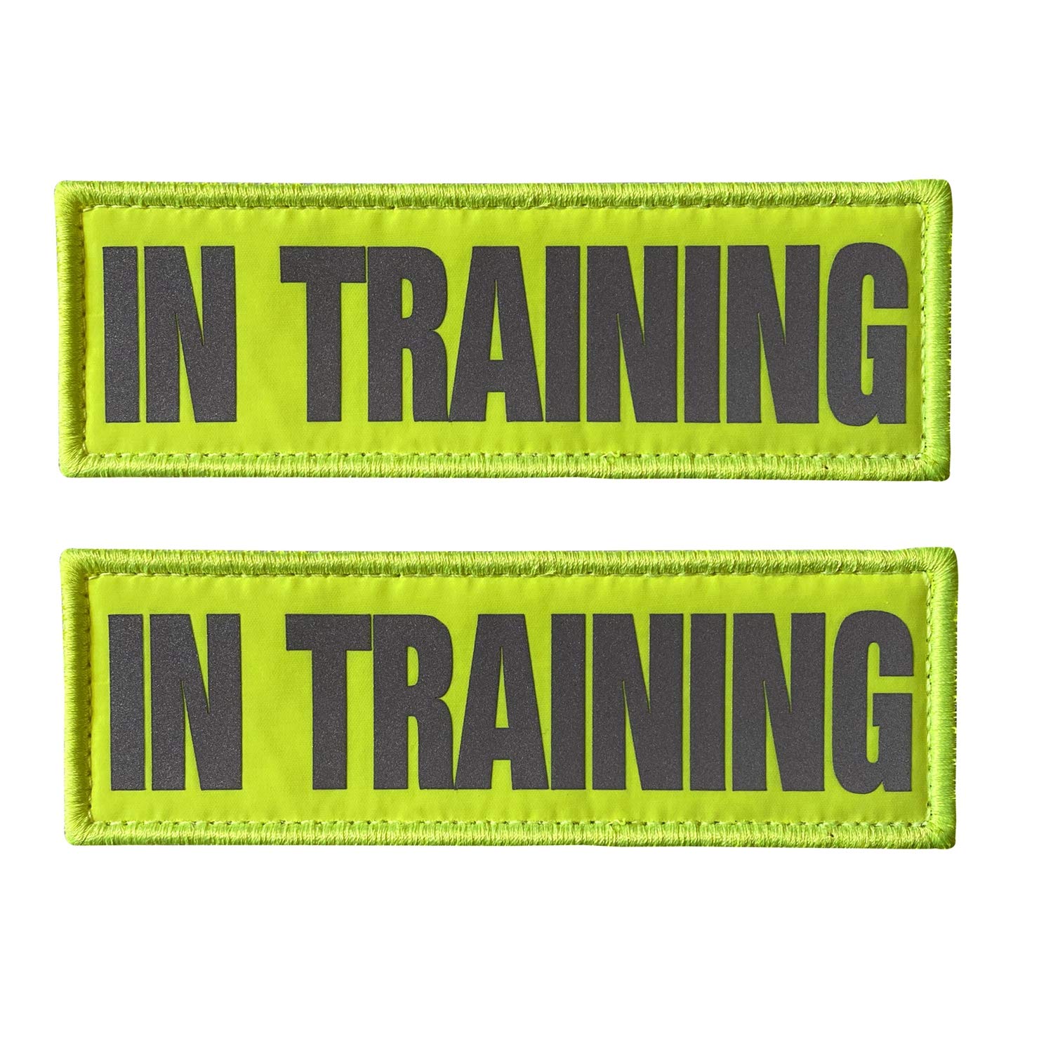 JUJUPUPS Reflective Dog Patches 2 Pack Service Dog,in Training,do not Pet Tags for Hook and Loop Patches Vests and Harnesses (in Training, 6x2 inch)