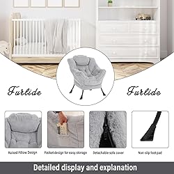 Furlide Lazy Chair with Ottoman, Modern Reading