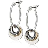 Nine West Women's Shaky Drop Off Hoop Earrings Tri Tone