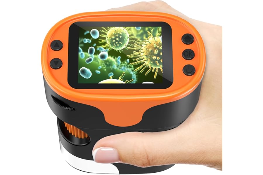 Kids Digital Microscope STEM Toy: Complete Science Gift Kit for Ages 4-12 | 32GB Card for Photos & Video / Custom EVA Case / Real Slides / Upgraded Slide Slot / Rechargeable/ 1000X /4K Screen
