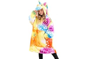 FZOSM Unicorn Wearable Blanket Hoodie for Girls Unicorn Oversized Hoodie for Kids