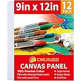 12 Pack Canvases for Painting 9 x 12 inch Supplies,Blank Boards Kids-Gesso Primed Acid-Free 100% Cotton Canvas Panels for Acrylics Oil Watercolor,Art Supplies
