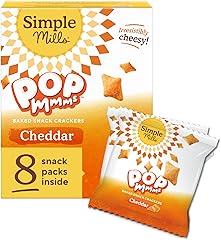 Simple Mills Pop Mmms Cheddar Baked Snack Pack Crackers, Healthy Snacks for Kids, Individual Packs, Gluten Free, 8 Ct (Pack o