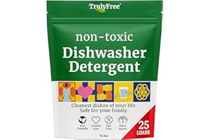 Truly Free Dishwasher Detergent Powder | Natural Dish Detergent, Dishwasher Soap | Plastic Free, Plant-Based, Clean, Heavy Duty Hard Water Stain & Grease Remover | Fragrance Free | 12.5 oz (Pack of 1)