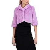 Laundry by Shelli Segal Women's Faux Fur Shrug– Cropped Evening Wrap, Soft Plush, Wedding, Party Cover-up