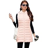 Long Puffer Vest for Women with Hood Lightweight Packable Sleeveless Vest for Spring, Fall & Winter