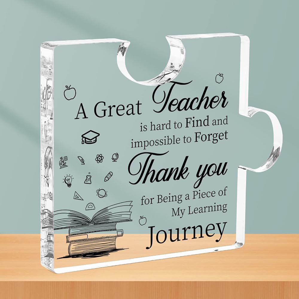 CSYY Puzzle Shaped Acrylic Plaque Teacher Gift 10x10 cm Christmas