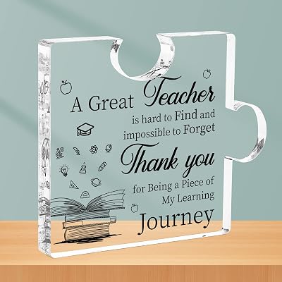 CSYY Puzzle Shaped Acrylic Plaque Teacher Gift 10x10 cm Christmas