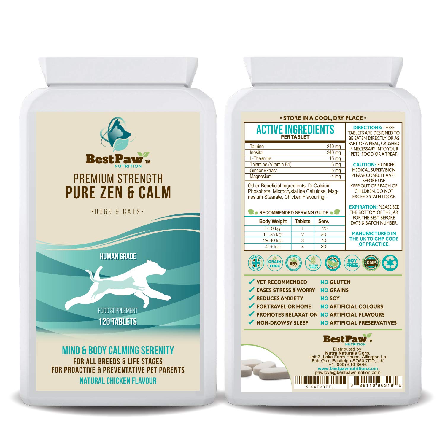 Best Paw Nutrition Calming Tablets For Dogs & Cats Helps Pets Cope