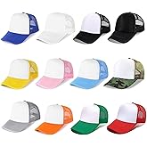 VELTAUTY 6/12 Pcs Trucker Hats Bulk Blank Mesh Sublimation Blank Hats Adjustable Baseball Caps Hats for Men and Women