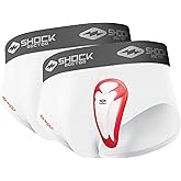 Shock Doctor Youth 2-Pack Briefs Underwear with BioFlex Cup Included. for Boys/Kids. Core Protective for All Sports.