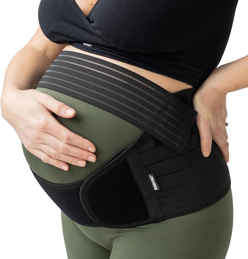BABYGO 4 in 1 Pregnancy Support Belt with 40 Page Book Black