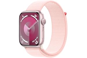 Apple Watch Series 9 [GPS 45mm] Smartwatch with Pink Aluminum Case with Pink Sport Loop. Fitness Tracker, Blood Oxygen & ECG Apps, Always-On Retina Display, Carbon Neutral