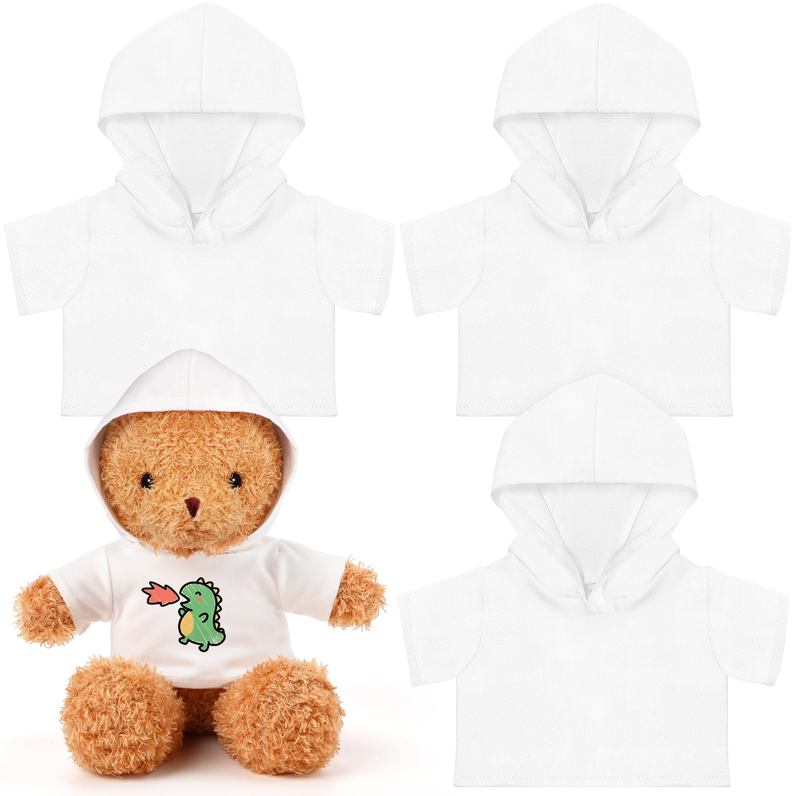 Photo 1 of Litherr S 3 Pcs Plush Animal Clothes Hoodies for 8-12 Inch Stuffed Bear Blank Stuffed Doll Shirt Perfect for Sublimation DIY Goodie Bag Stuffers