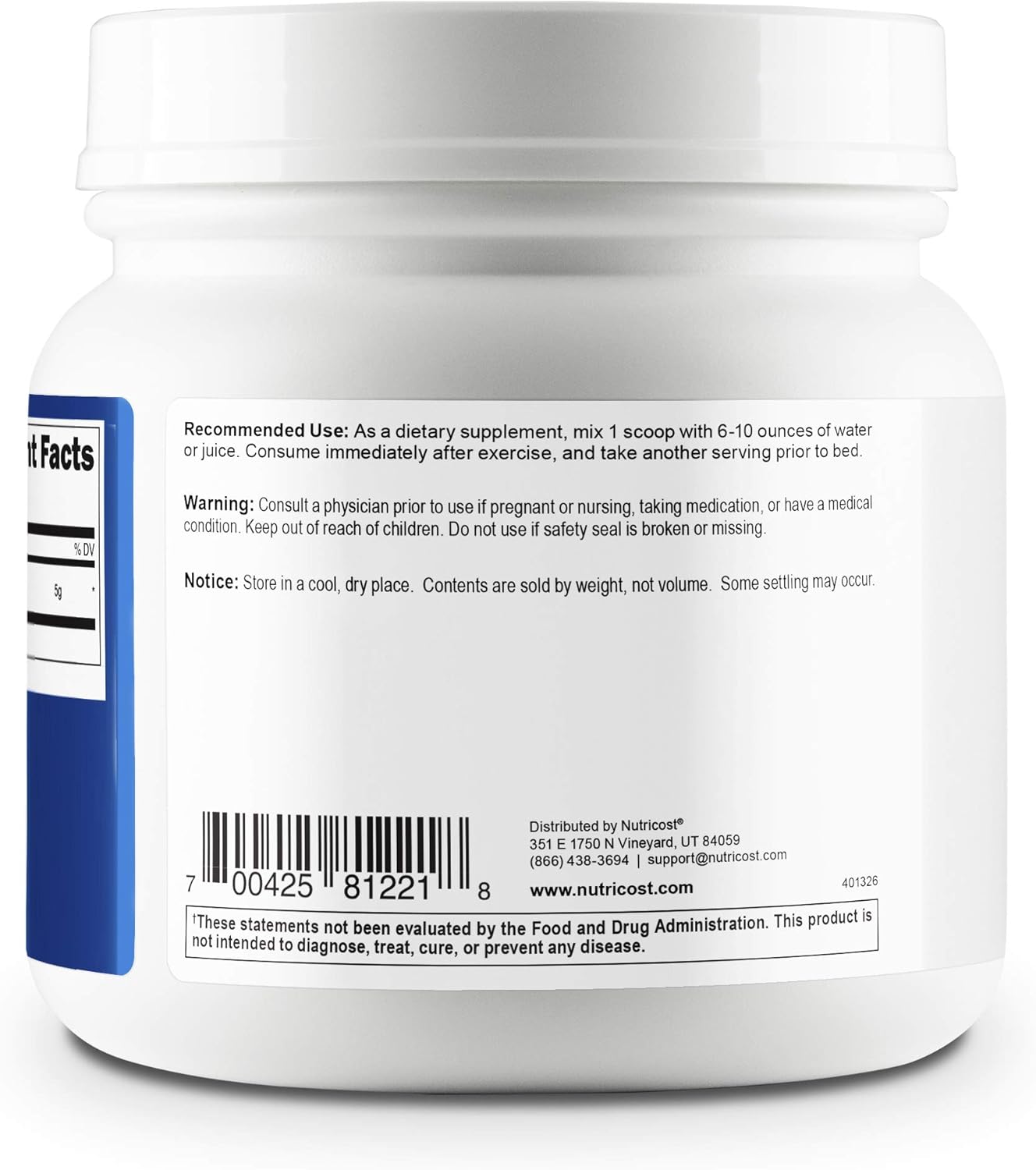 Nutricost LGlutamine Powder (500 Grams) Unflavored Gluten Free & Non